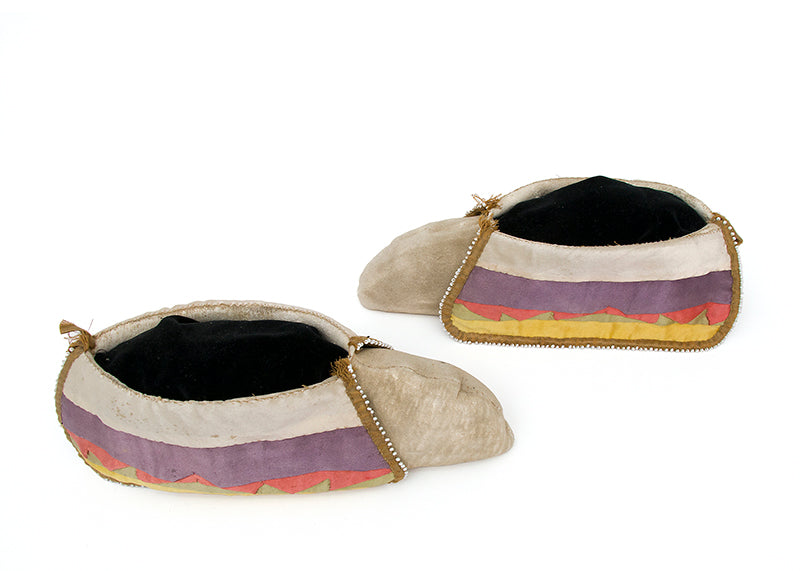 Hide Moccasins with Trade Beads and Cloth, circa 1880