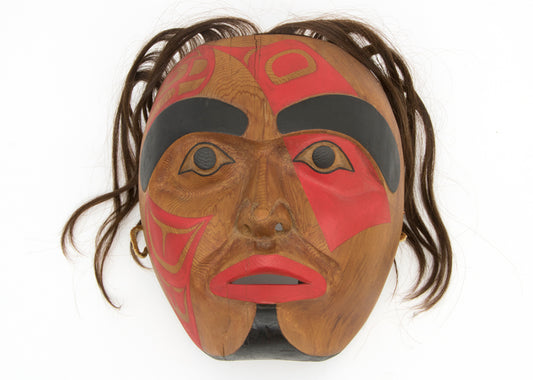 Carved Wooden Mask with Killer Whale Motif, dated 1961
