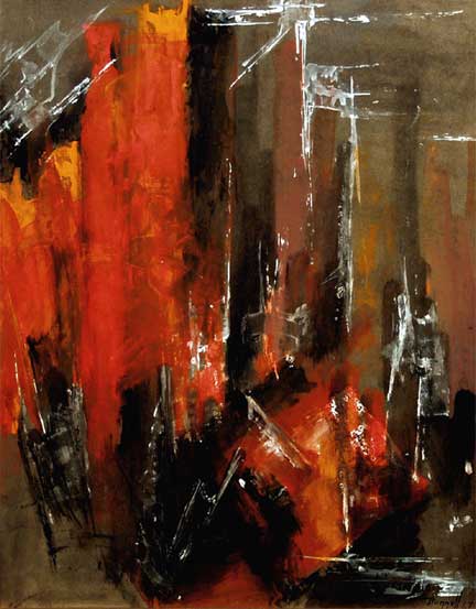 Untitled (Abstract in Orange, Red, and Black), Painting, 1967