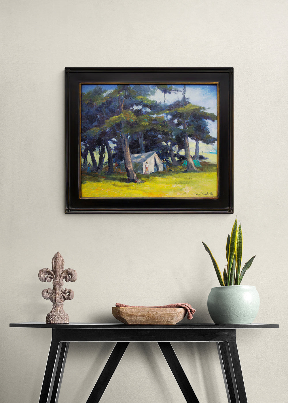 Mendocino Hippies (California Landscape with Campers), Painting, circa 1960