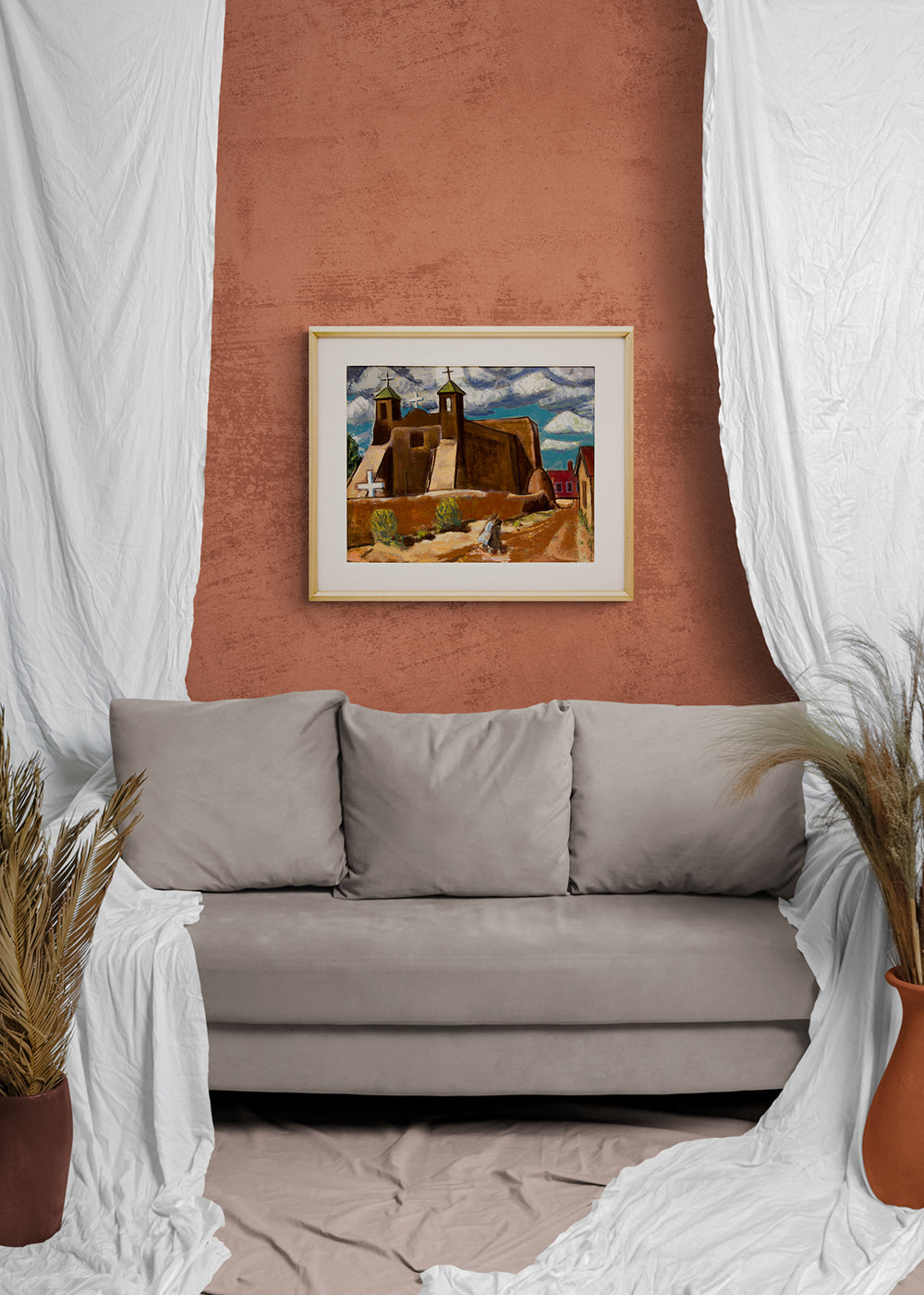 Untitled (Rancho de Taos Church in New Mexico), Painting, circa 1940