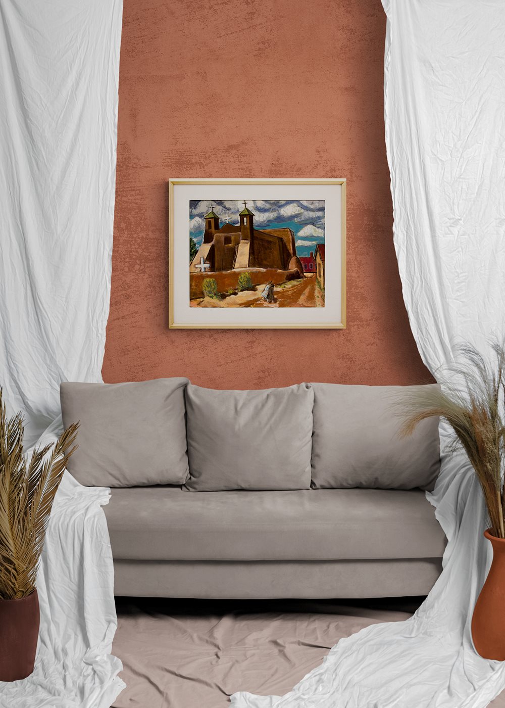 Untitled (Rancho de Taos Church in New Mexico), Painting, circa 1940