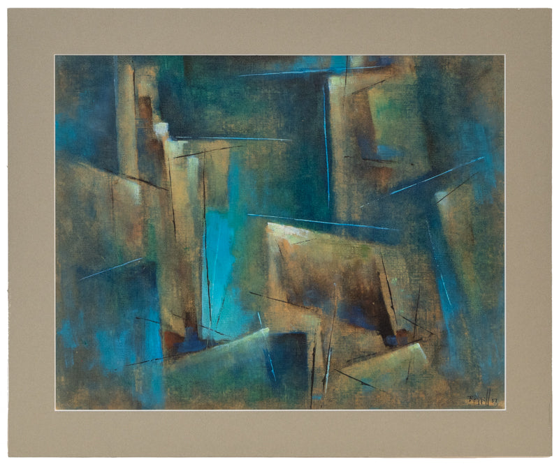 Untitled (Abstract in Green, Blue & Dark Yellow), Painting, 1957