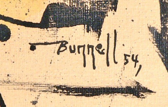 Untitled (Abstract in Orange, Blue, Yellow, Black, and White), Painting, 1954