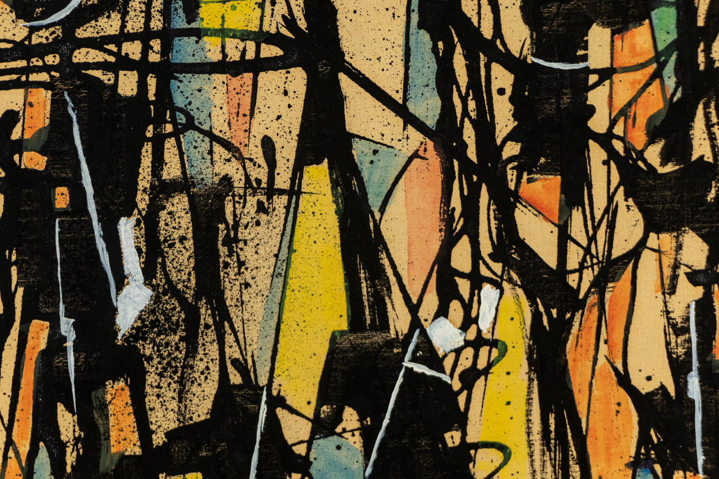 Untitled (Abstract in Orange, Blue, Yellow, Black, and White), Painting, 1954