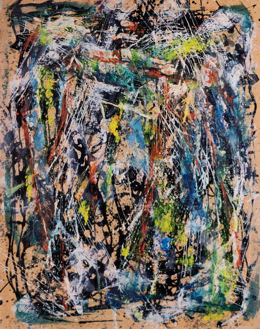 Untitled (Abstract with Black, White, Blue, Yellow, Red & Green), Painting, dated 1951
