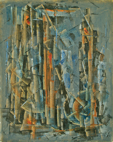 Untitled (Abstract with Gray, Blue, Red, White & Black), Painting, dated 1953