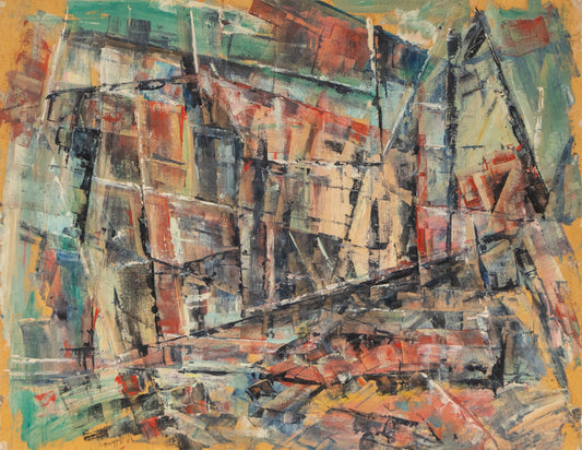 Untitled (Abstract with Blue, White, Teal, and black), Painting, dated 1951