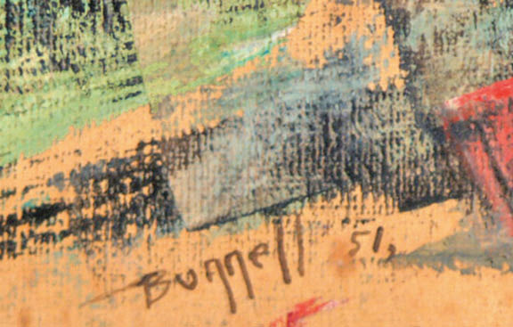Untitled (Abstract with Blue, White, Teal, and black), Painting, dated 1951