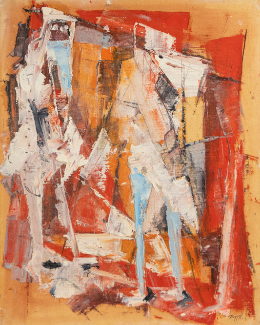 Untitled (Abstract in Red, Orange, White & Blue), Painting, 1953