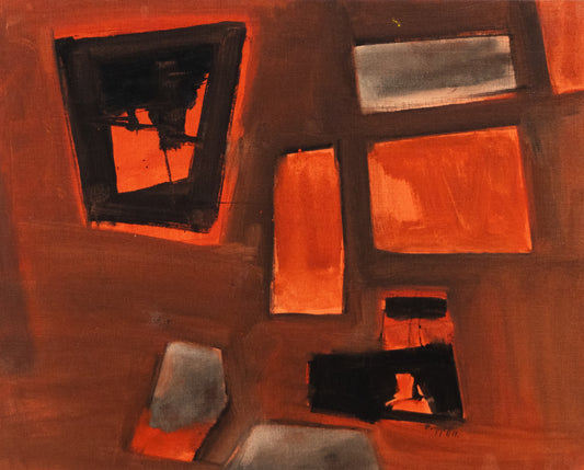Untitled (Abstract in Orange, Black and Gray), Painting, 1959