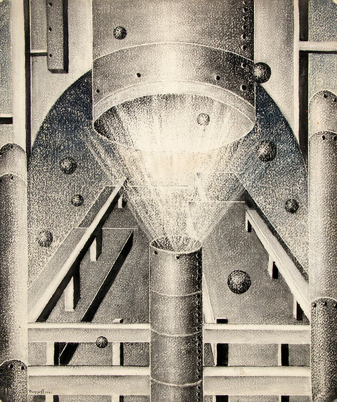 Charles Bunnell (1897-1968) artwork for sale. Quitting Time (Black & Blue Series), Painting, 1941, Denver, Colorado, Art Gallery)