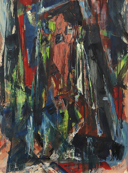 Charles Bunnell (1897-1968) artwork for sale. Untitled (Abstract Expressionist Composition in Red, Blue, Black, and Yellow), Painting, 1951, Denver, Colorado, Art Gallery)
