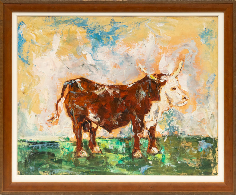 Charles Bunnell (1897-1968) artwork for sale. Untitled (Bull in a Field), Painting, 1961, Denver, Colorado, Art Gallery)