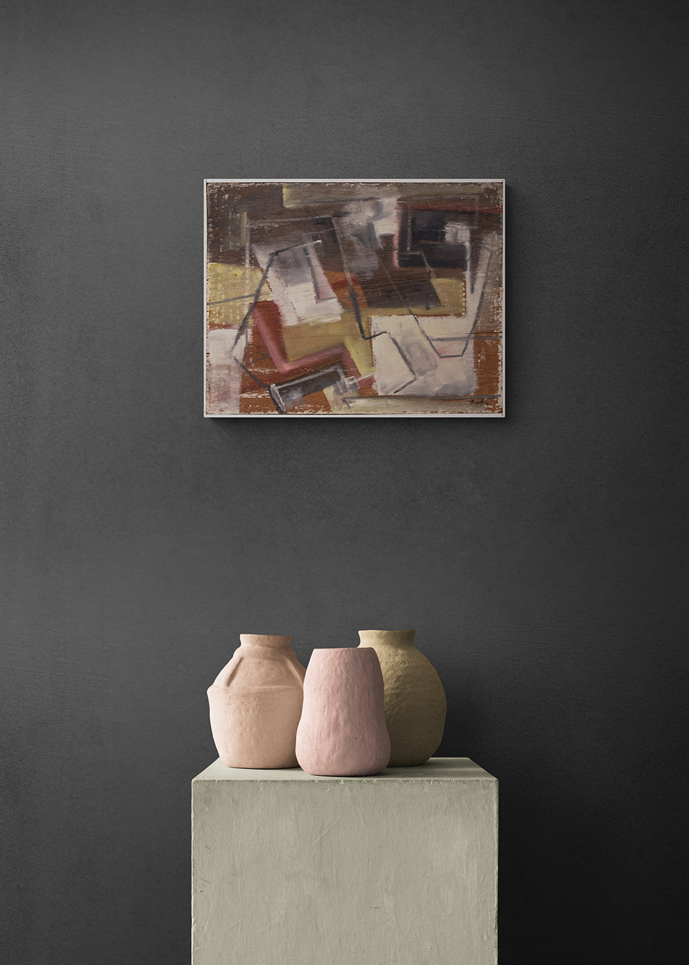 Untitled (Abstract in Black, Gray, Umber, and Ochre), Painting, 1956