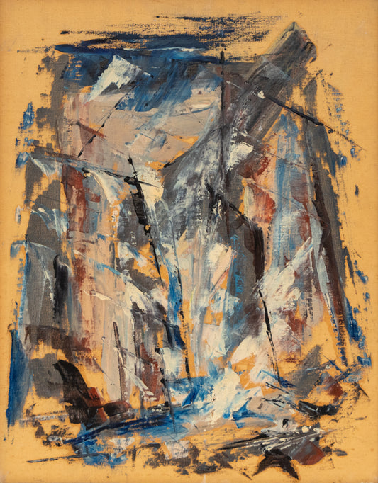 Untitled (Abstract in Yellow, Blue, Taupe, and Black), Painting, 1951