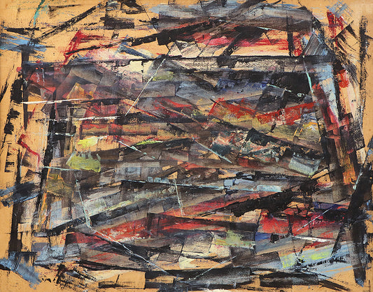 Untitled (Abstract in Orange, Black, Blue, and Red), Painting, 1956