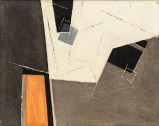 Untitled (Abstract in Black, Gray, and Salmon), Painting, 1961