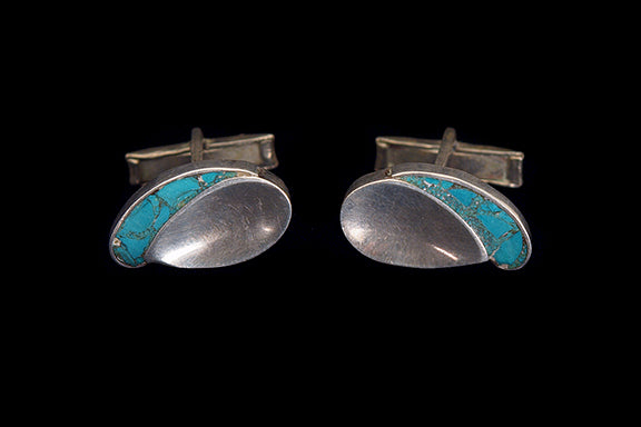 Silver Cuff links with Turquoise