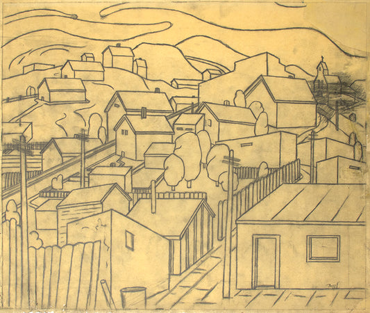 Untitled (Houses and Hills), Drawing, circa 1935
