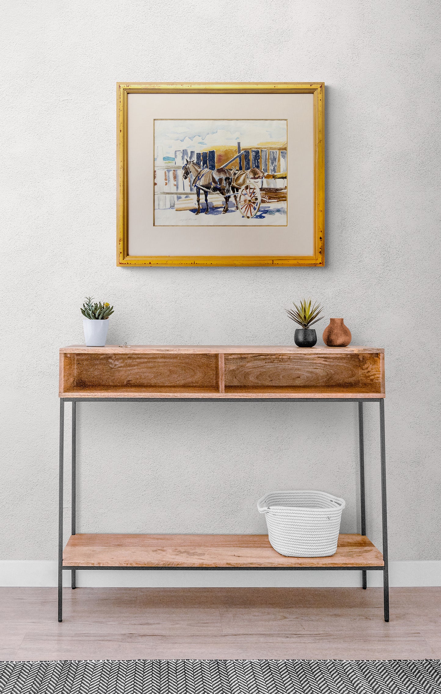 Untitled (Horses with Cart), Painting