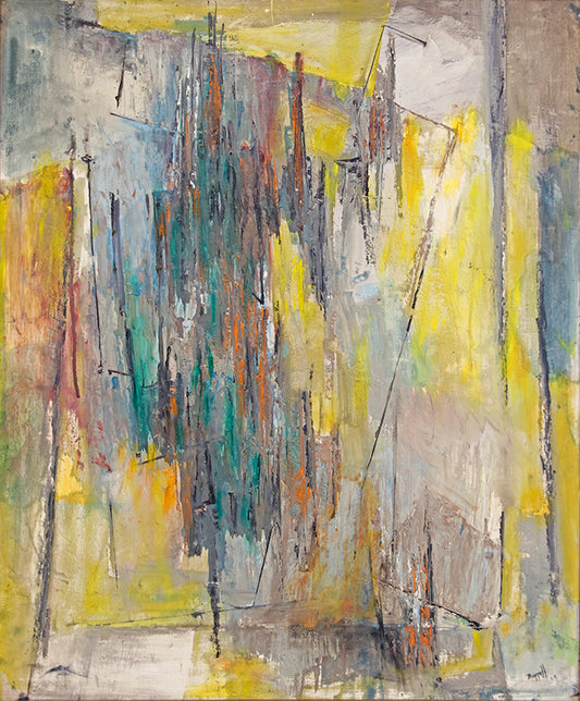 Untitled (Abstract Expressionist Composition in Yellow & Blue), Painting, 1958