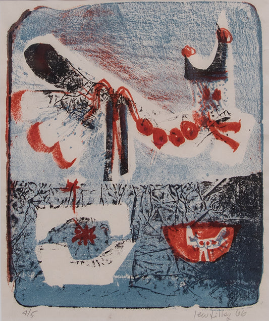 Lewis Tilley (1921-2005) artwork for sale. Cycle, 4/5 (Abstract in Blue, Black, White, and Red), Print, 1966, Denver, Colorado, Art Gallery)