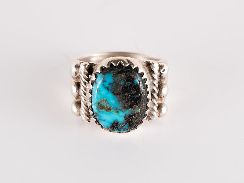 Navajo (Diné) artwork for sale. Silver and Turquoise Ring, circa 1940, Denver, Colorado, Art Gallery)