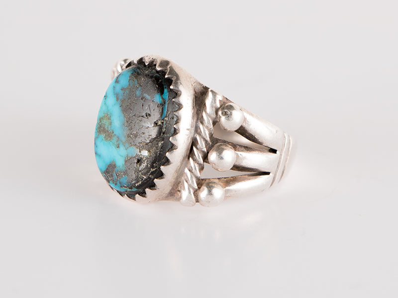 Navajo (Diné) artwork for sale. Silver and Turquoise Ring, circa 1940, Denver, Colorado, Art Gallery)