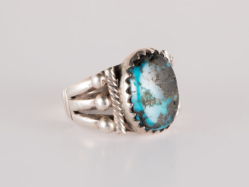 Navajo (Diné) artwork for sale. Silver and Turquoise Ring, circa 1940, Denver, Colorado, Art Gallery)