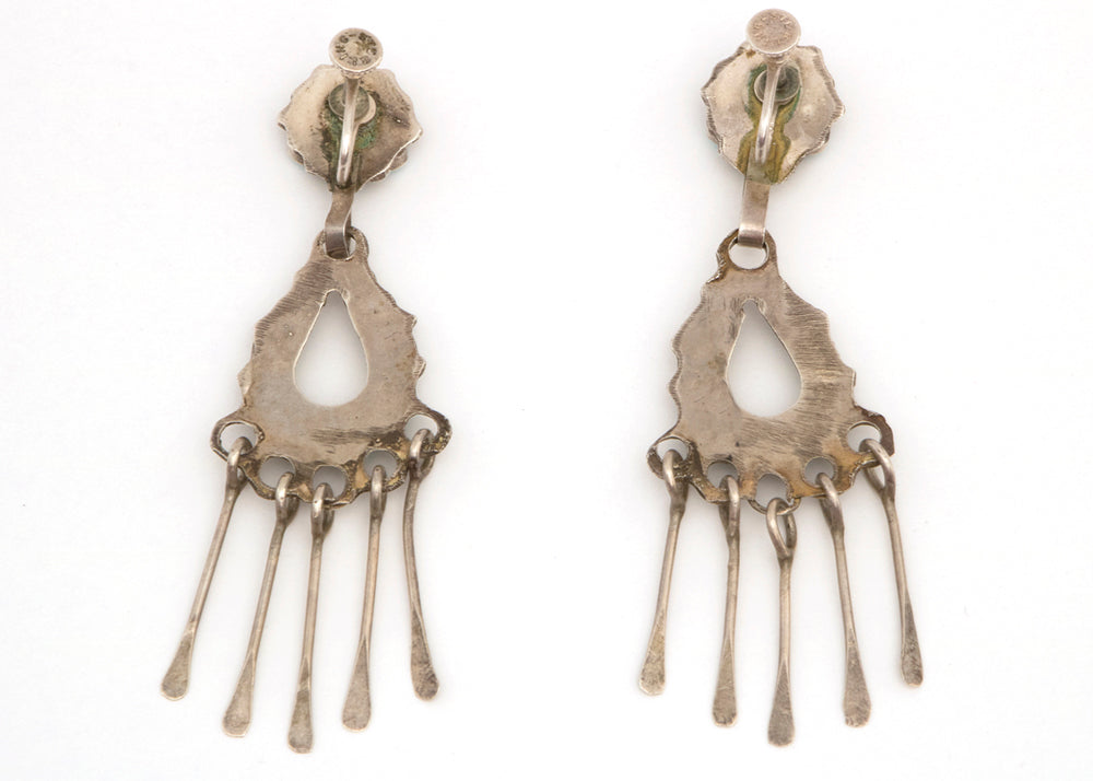 Zuni artwork for sale. Silver and Turquoise Earrings, circa 1950, Denver, Colorado, Art Gallery)