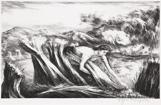 Tomorrow's Bread (Woman Harvesting Grain), Print, 1946