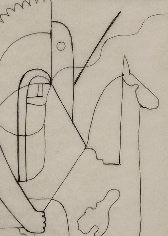 Pinto (Abstract Horse and Rider), Drawing, circa 1933