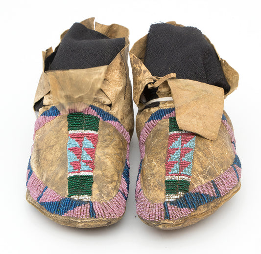 Antelope Hide Moccasins, Partially Beaded, circa 1875