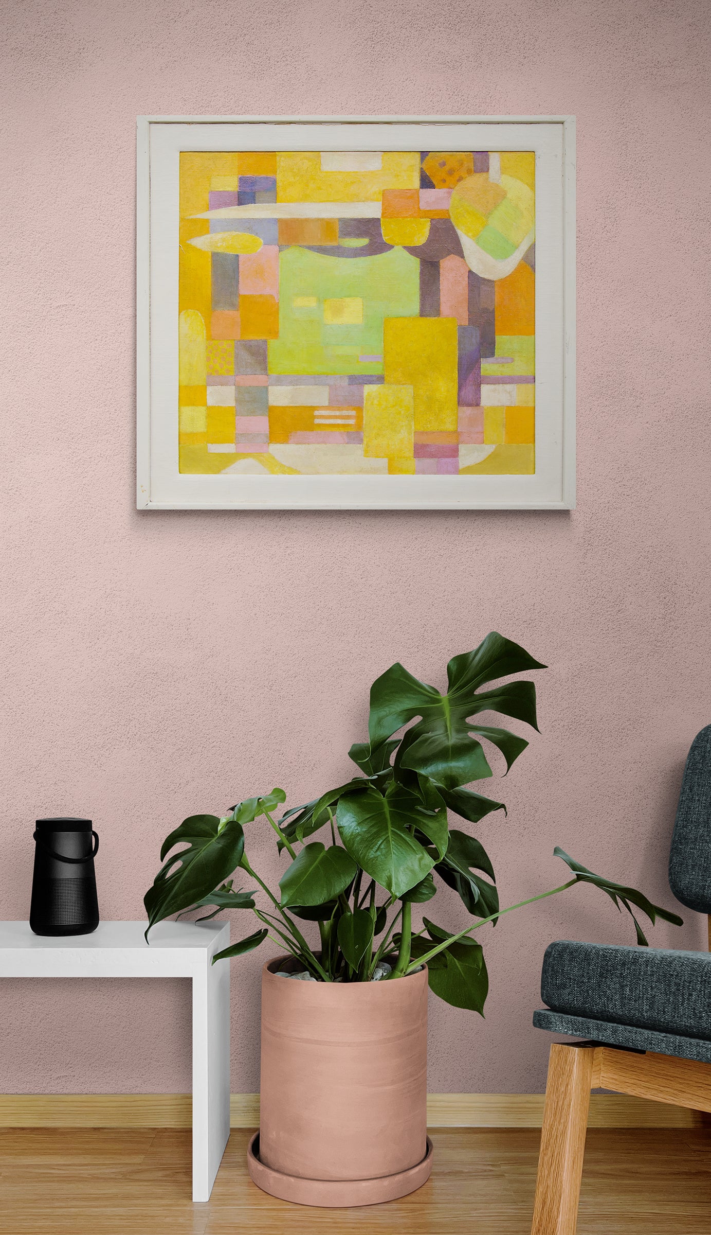 Harbor (Abstract in Yellow, Orange, Chartreuse, and Mauve), Painting