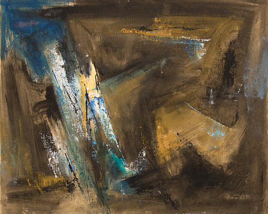 Untitled (Abstract in Brown, Ochre, Black, and Blue), Painting, 1963