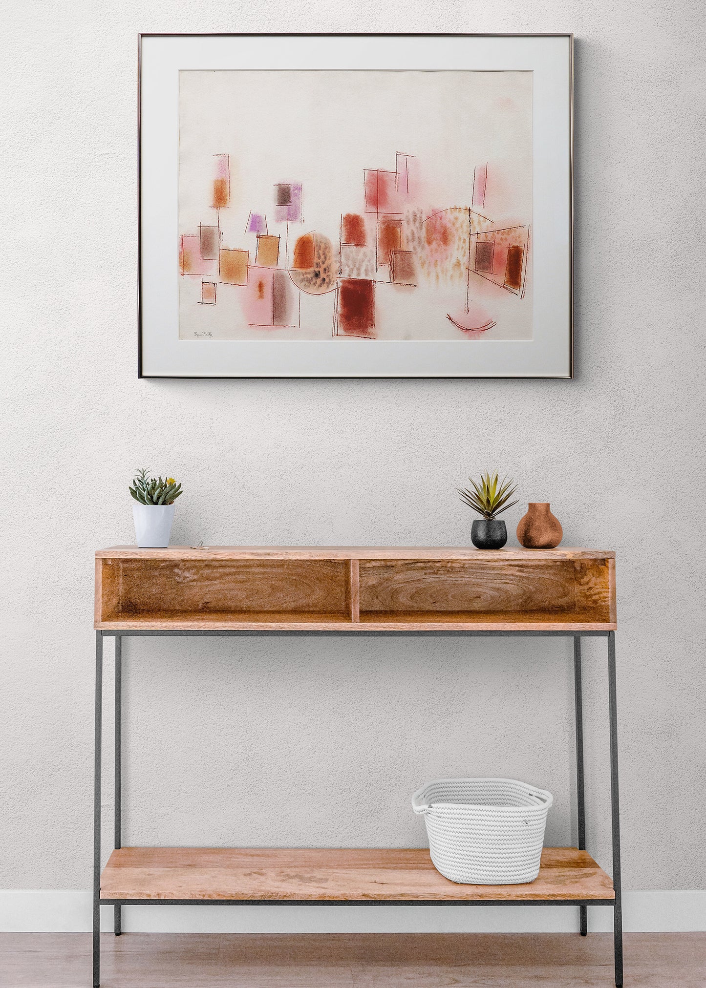 Untitled (Geometric Abstract in Red, Pink, and Taupe), Painting
