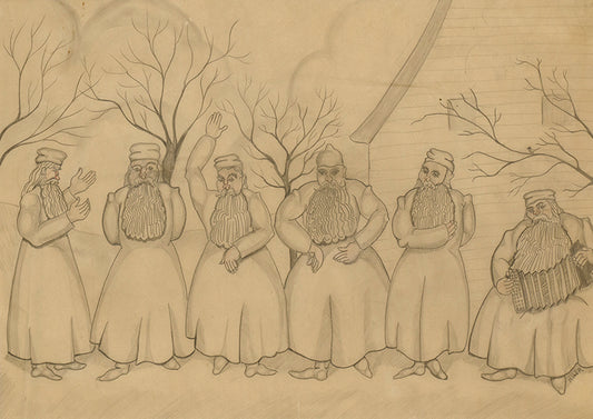 Untitled (Russian Men Dancing with Concertina), Drawing, circa 1925