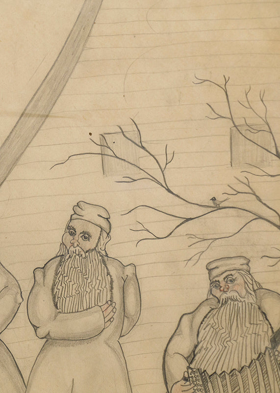 Untitled (Russian Men Dancing with Concertina), Drawing, circa 1925