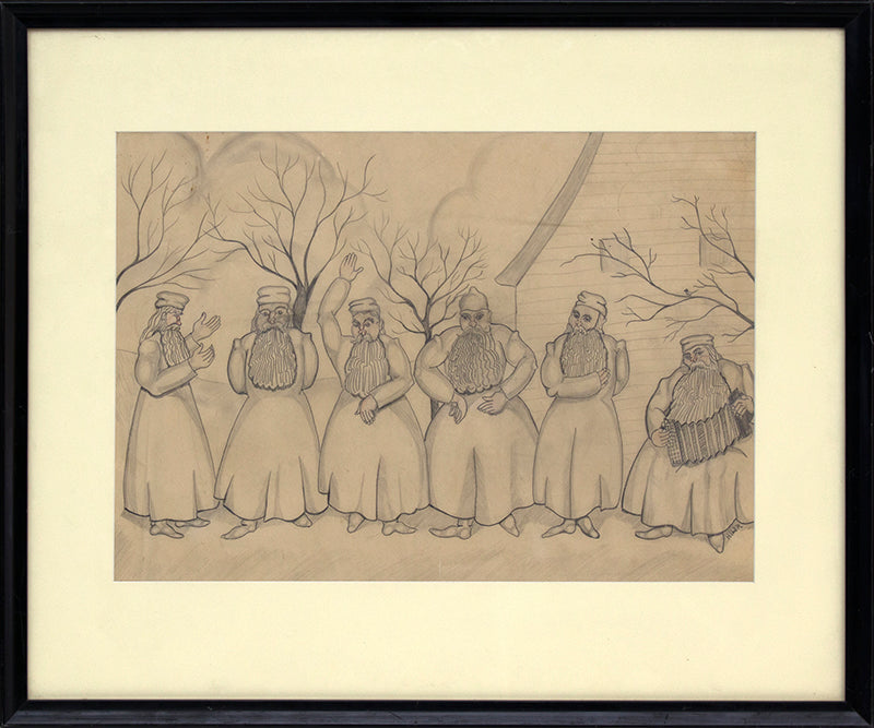 Untitled (Russian Men Dancing with Concertina), Drawing, circa 1925