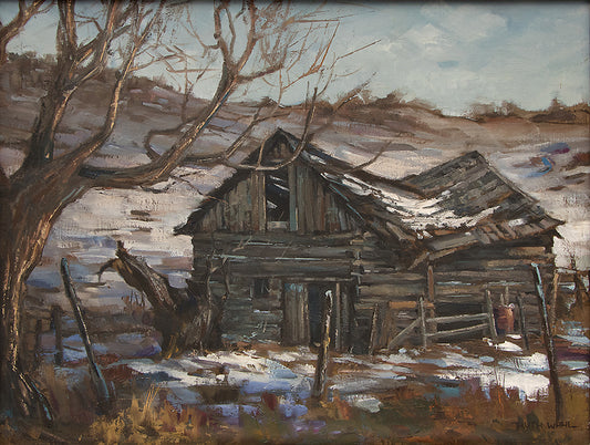 Along Santa Fe Road (Landscape with an Old Barn in Winter), Painting