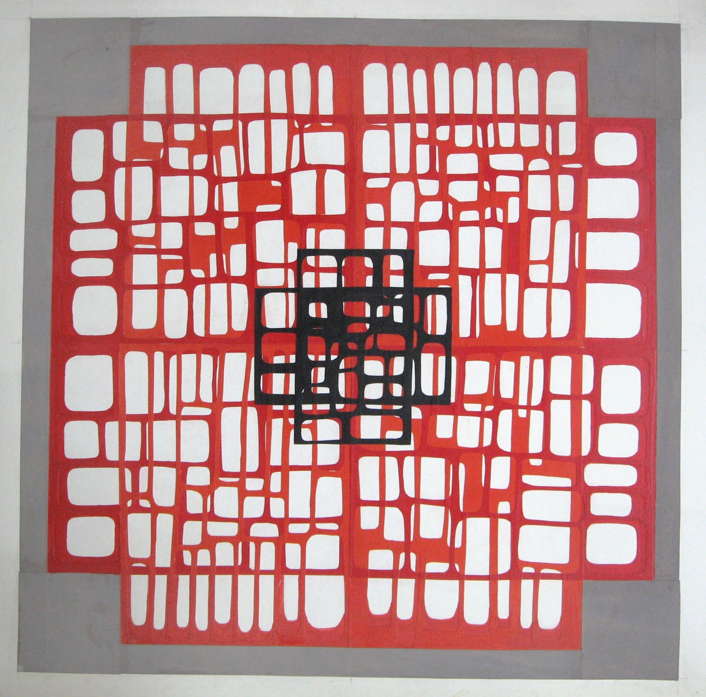 Untitled (Abstract in Gray, Red, and White), Painting