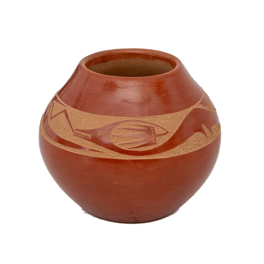 Redware Pottery Olla with Avanyu Water Serpent