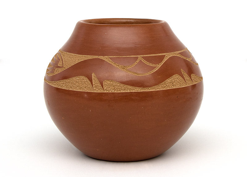 San Ildefonso artwork for sale. Redware Pottery Olla with Avanyu Water Serpent by Tony Da (1940-2008), Denver, Colorado, Art Gallery)