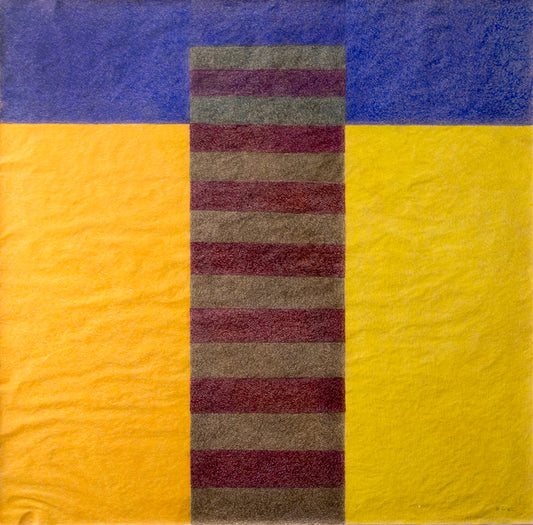 Boat Walk (Abstract in Blue, Yellow, Brown, and Maroon), Drawing, 1986