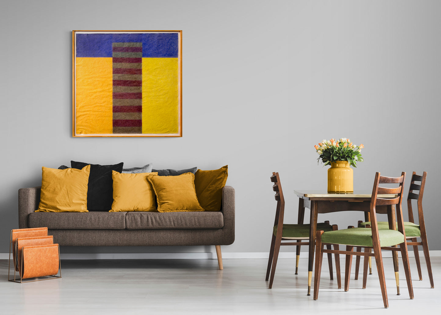 Boat Walk (Abstract in Blue, Yellow, Brown, and Maroon), Drawing, 1986