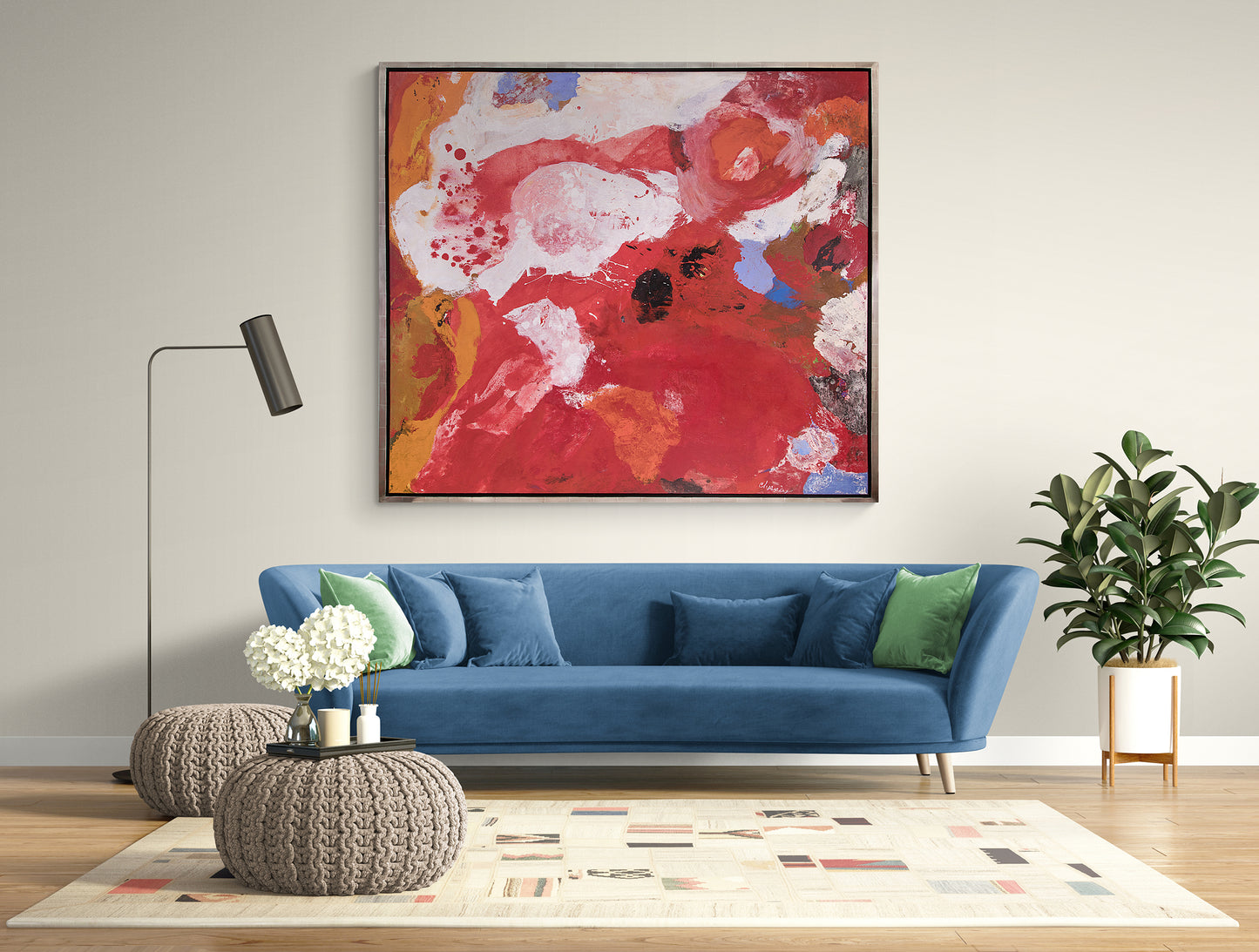 Joie de Vivre (Abstract in Red, White, Orange, and Periwinkle), Painting, 1950