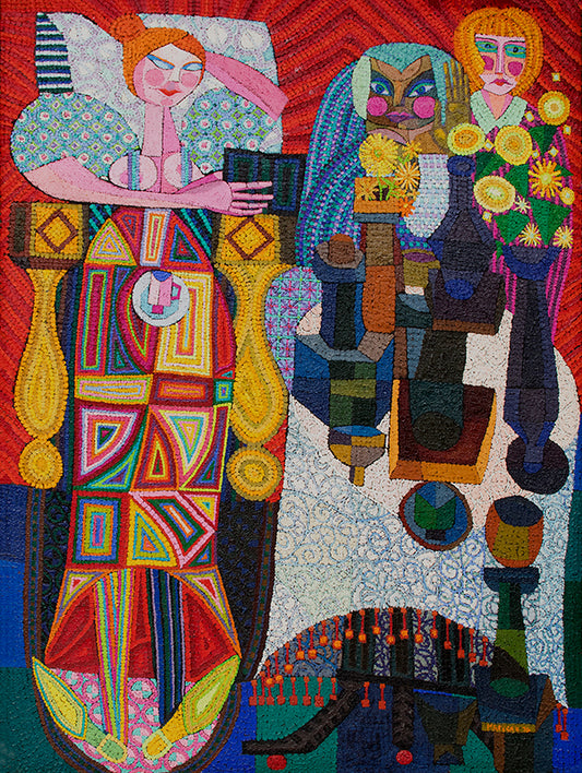 Edward Marecak (1919-1993) artwork for sale. The Three Fates Confused (Three Abstracted Women), Painting, 1976, Denver, Colorado, Art Gallery)