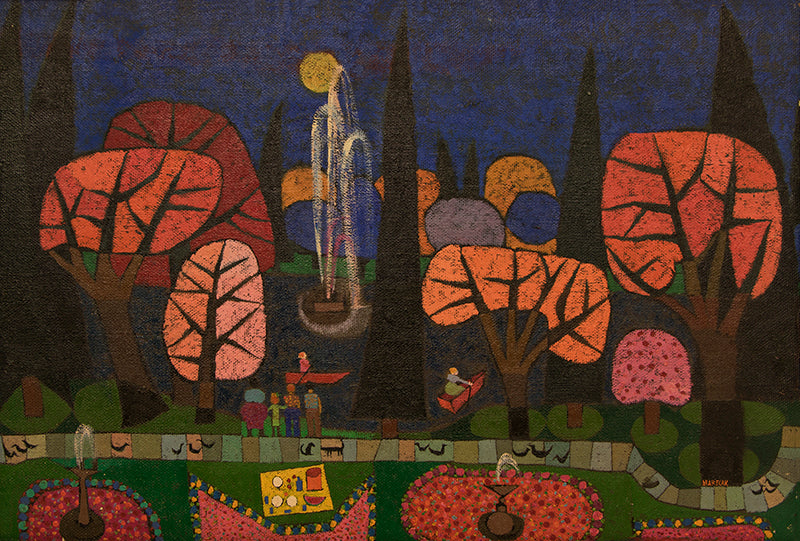 Edward Marecak, Garfield Park Band Concert (Cleveland), 1970, oil on canvas board Painting