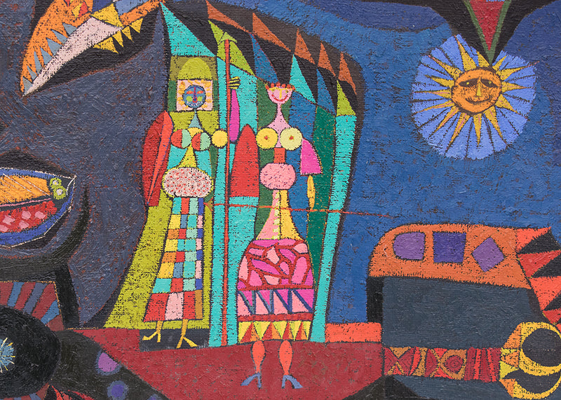 Athena and Diana (Two Women Riding a Large Bird), Painting, 1950